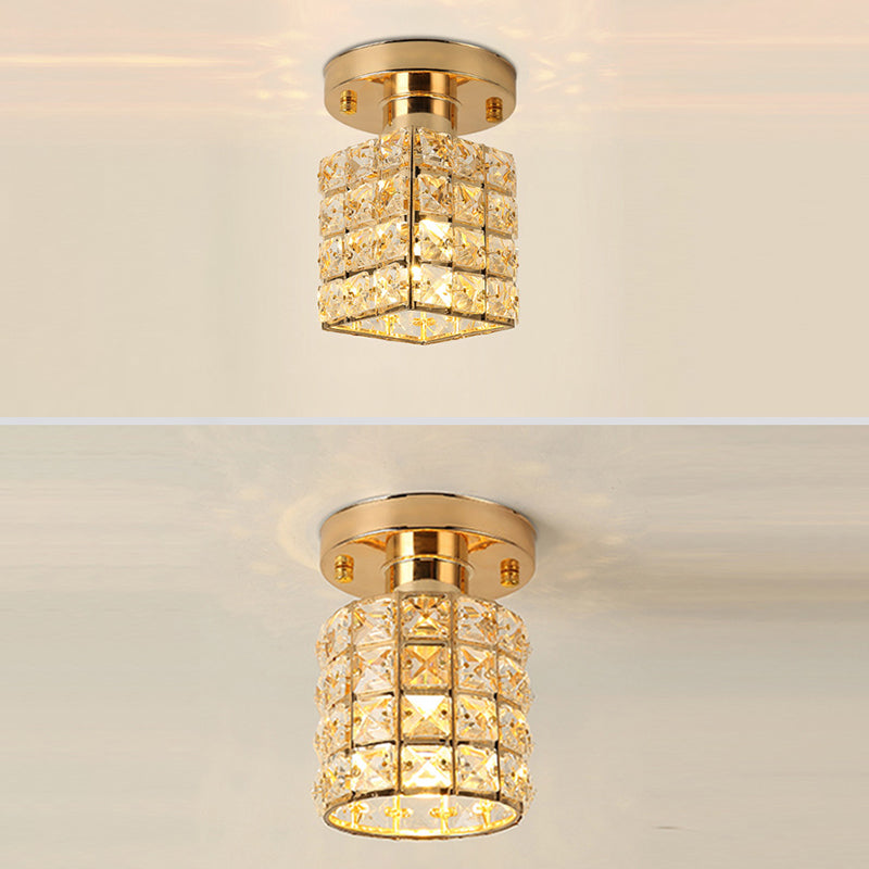 Houehold Crystal Ceiling Light Simple Flush Mount Light Fixture for Bedroom