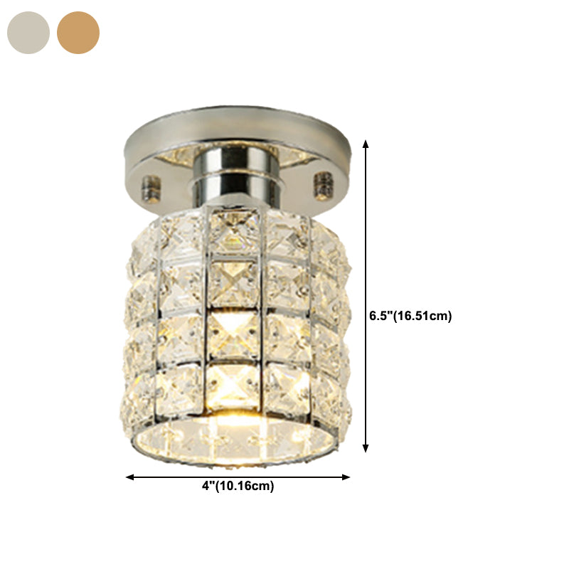 Houehold Crystal Ceiling Light Simple Flush Mount Light Fixture for Bedroom