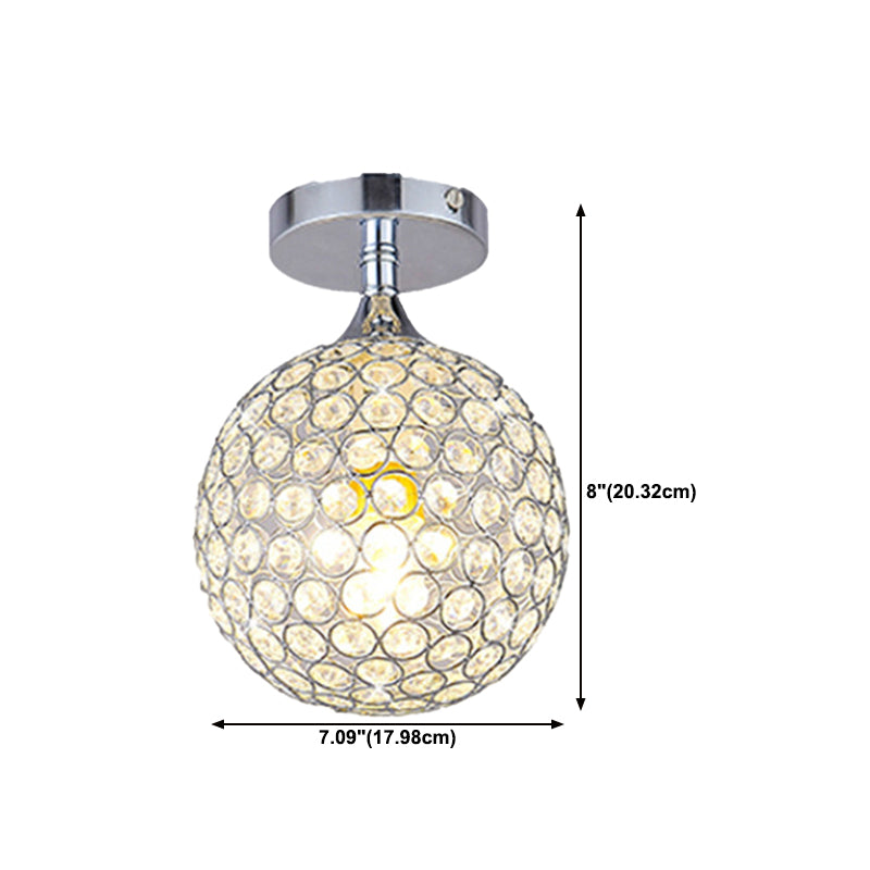 Houehold Crystal Ceiling Light Simple Flush Mount Light Fixture for Bedroom