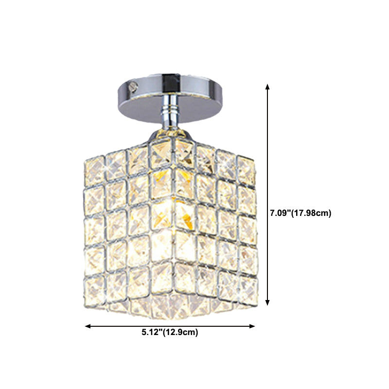 Houehold Crystal Ceiling Light Simple Flush Mount Light Fixture for Bedroom