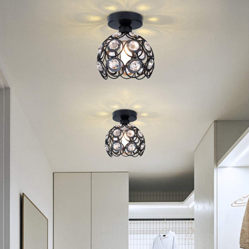 Modern Crystal Ceiling Light Minimalist Flush Mount Light Fixture for Bedroom