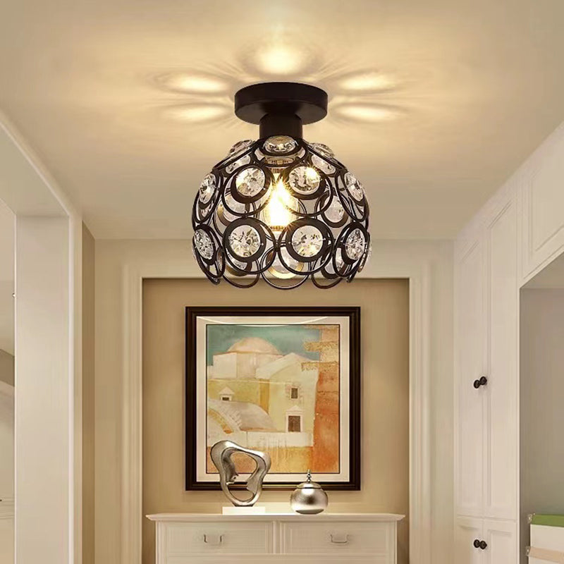 Modern Crystal Ceiling Light Minimalist Flush Mount Light Fixture for Bedroom