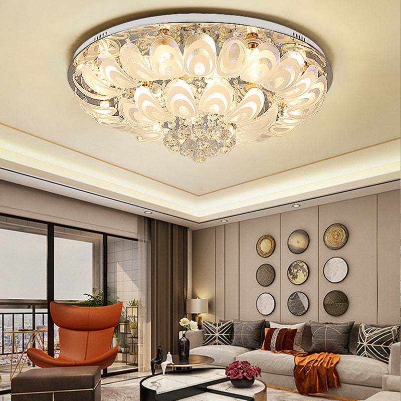 5/8/14-Light Modernism Golden Finish Flush Mount Lighting Round LED Ceiling Light