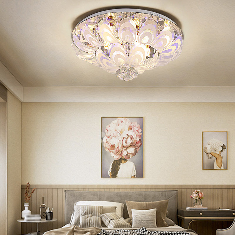 5/8/14-Light Modernism Golden Finish Flush Mount Lighting Round LED Ceiling Light