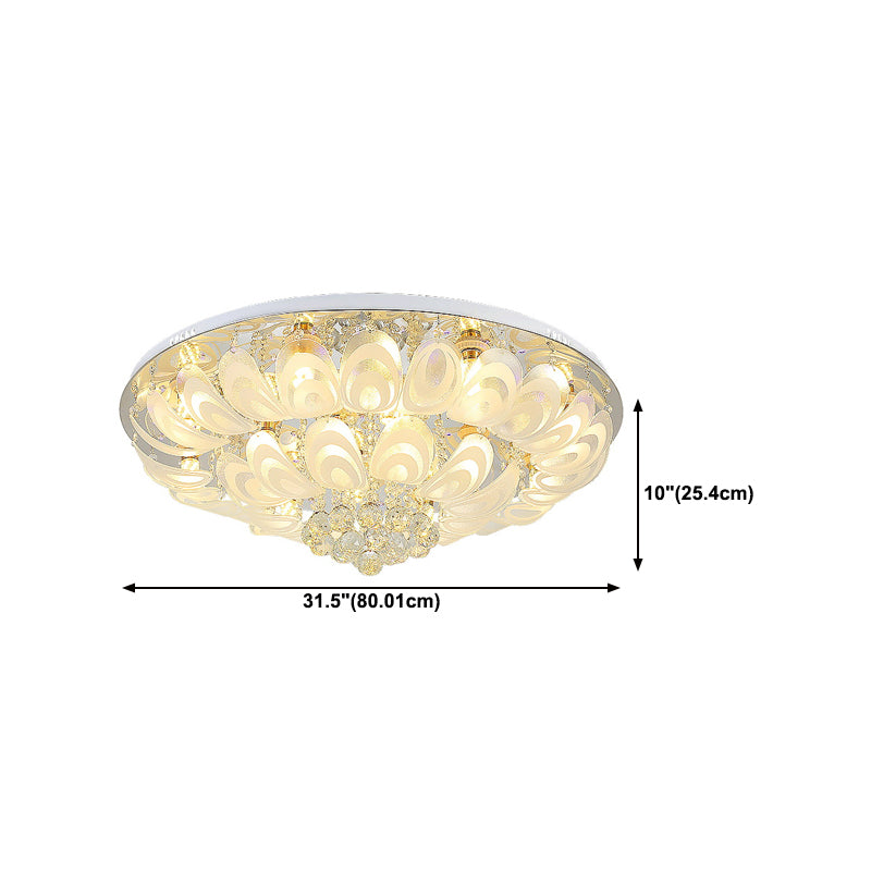 5/8/14-Light Modernism Golden Finish Flush Mount Lighting Round LED Ceiling Light