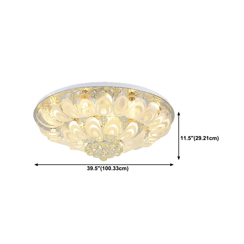 5/8/14-Light Modernism Golden Finish Flush Mount Lighting Round LED Ceiling Light