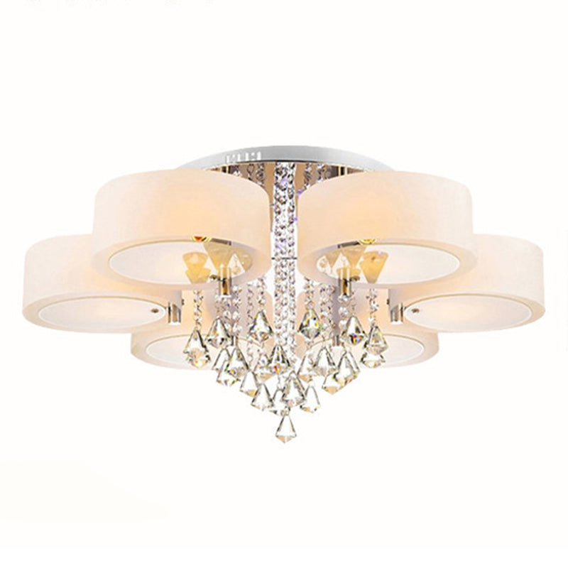 Modern 3/5/6/7/9-Light Chrome Flush Mount Lighting LED Ceiling Light with Crystal