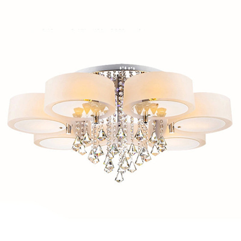 Modern 3/5/6/7/9-Light Chrome Flush Mount Lighting LED Ceiling Light with Crystal