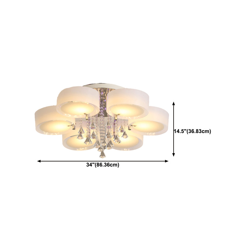 Modern 3/5/6/7/9-Light Chrome Flush Mount Lighting LED Ceiling Light with Crystal