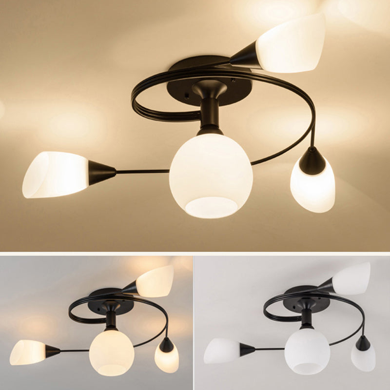 Nordic Glass Shade Ceiling Light Simple Flush Mount Light Fixture for Bedroom