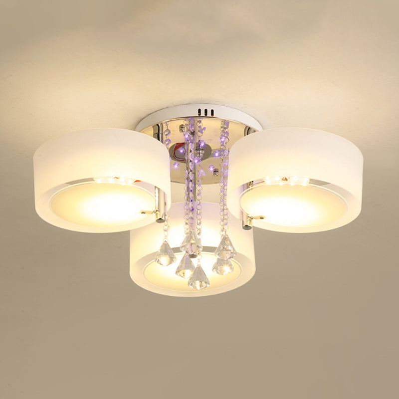 3/5/6/7/9-Light Modern Chrome Flush Mount Lighting LED Ceiling Light with Crystal