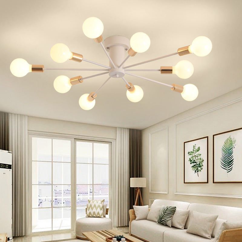 Modernism 8/10-Light Golden/Black/White Flush Mount Lighting Metal Ceiling Light