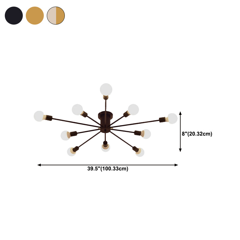 Modernism 8/10-Light Golden/Black/White Flush Mount Lighting Metal Ceiling Light