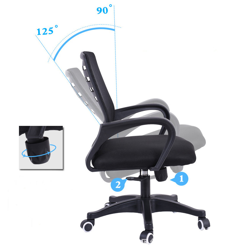 Modern & Contemporary Slide Chair Microfiber Black Task Mid-Back Chair