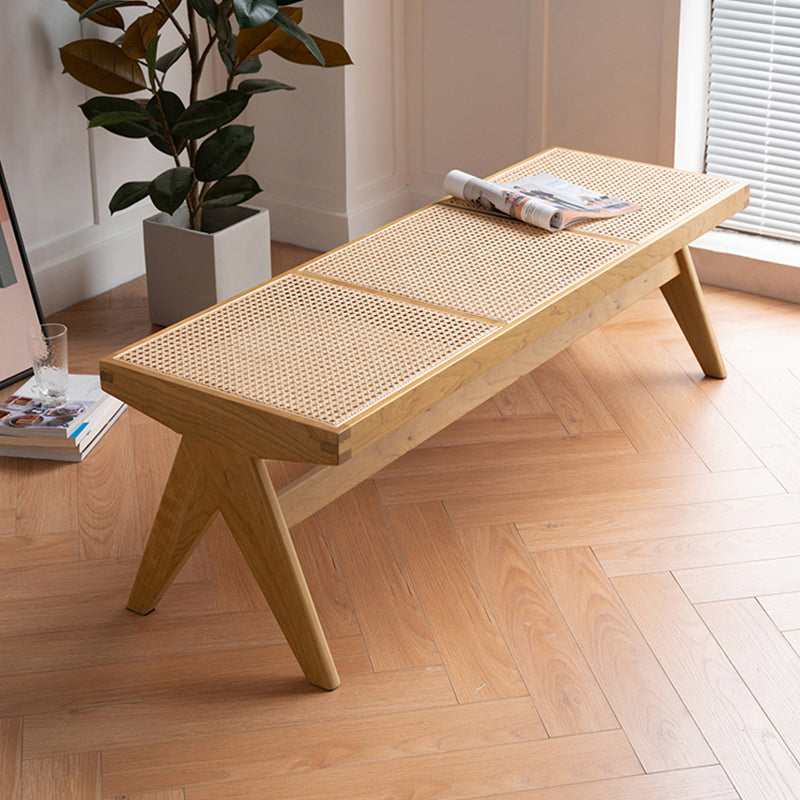 Modern Solid Wood Seating Bench Matte Finish Ottoman Bench with Legs