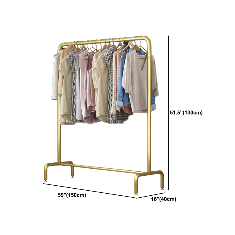 Glam Entry Hall Tree Gold Metal Hanging Rail and Lower Shelf Coat Hanger