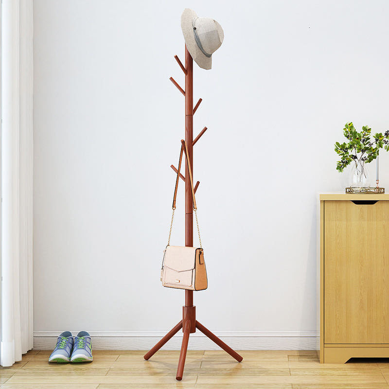 Modern Style Coat Rack Solid Pine Wood Free Standing Hooks Design Coat Rack