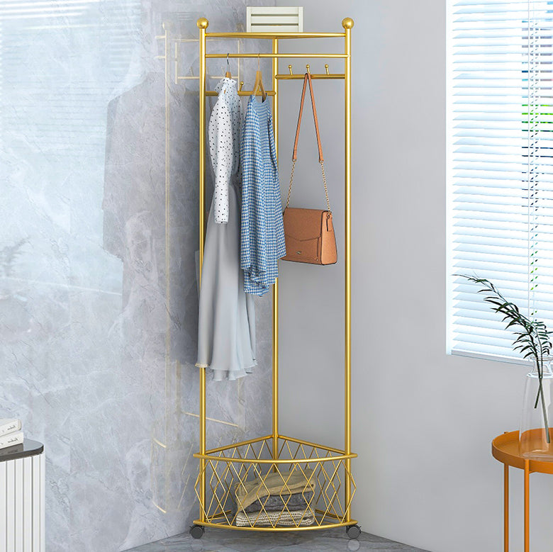 Glam Hall Stand Iron No Distressing Coat Hanger with Storage Shelf