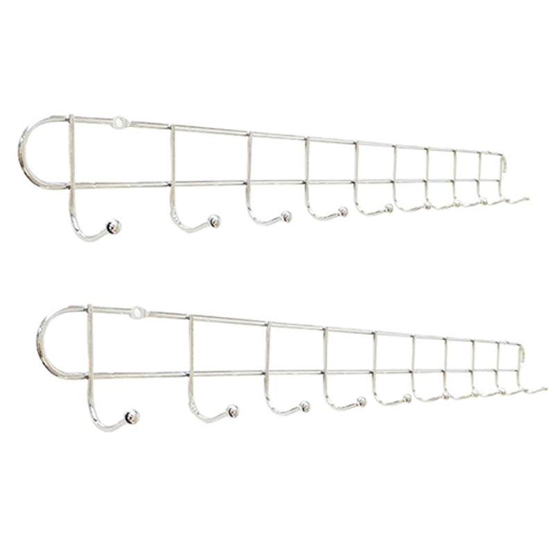 Industrial Entryway Kit Silver Stainless Steel Wall-Mounted with Hooks Coat Hanger