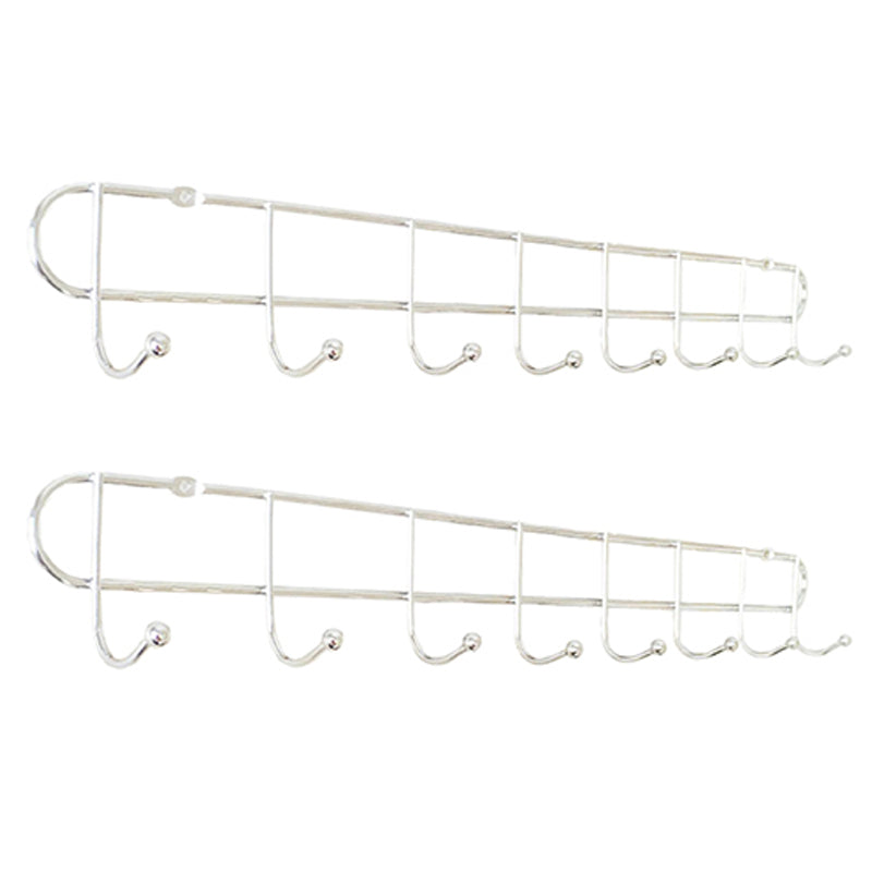 Industrial Entryway Kit Silver Stainless Steel Wall-Mounted with Hooks Coat Hanger