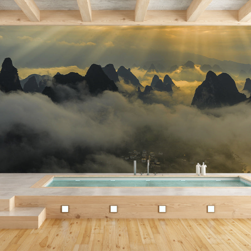 Mountain Photography Wall Mural Contemporary Moisture Resistant Wall Mural