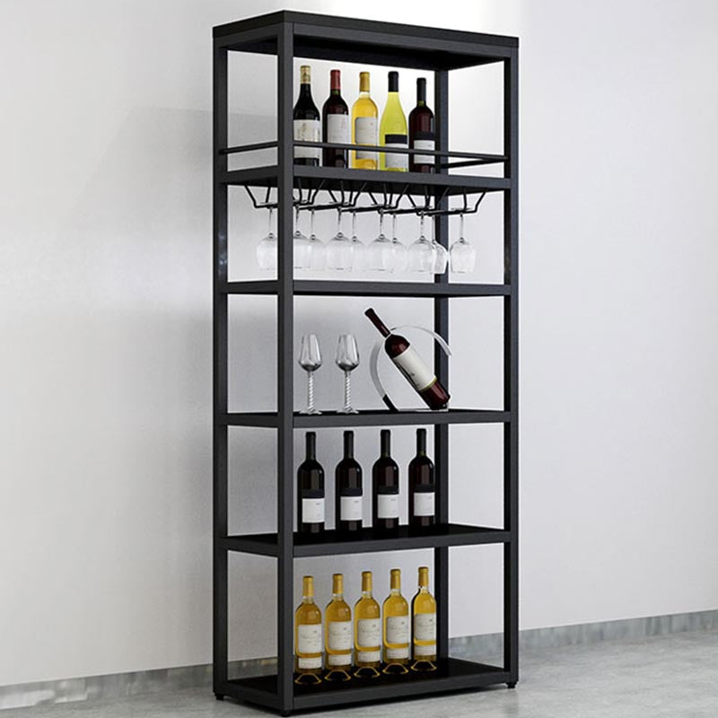 Industrial Floor Wine Holder Rack Metal Wine Racks with Shelf