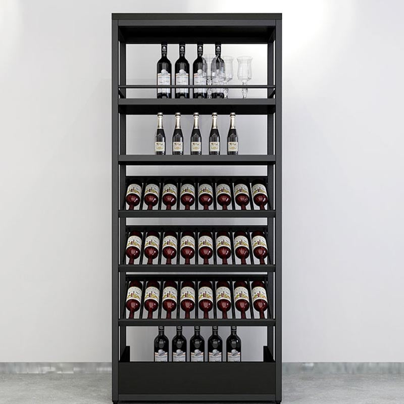 Industrial Floor Wine Holder Rack Metal Wine Racks with Shelf