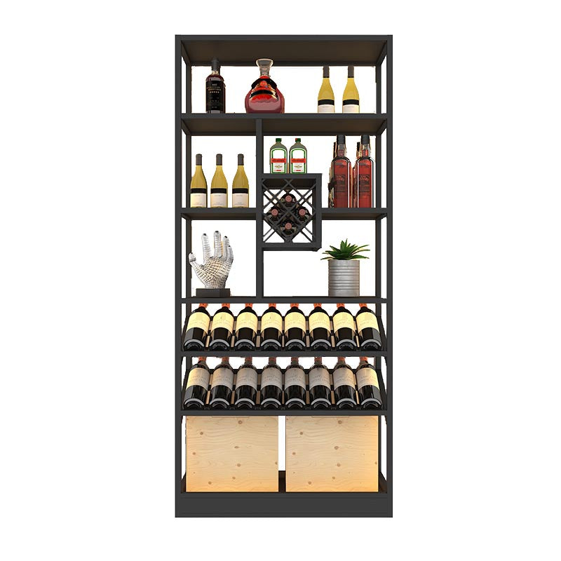 Metal Floor Wine Bottle & Glass Rack Modern Wine Holder with Shelf