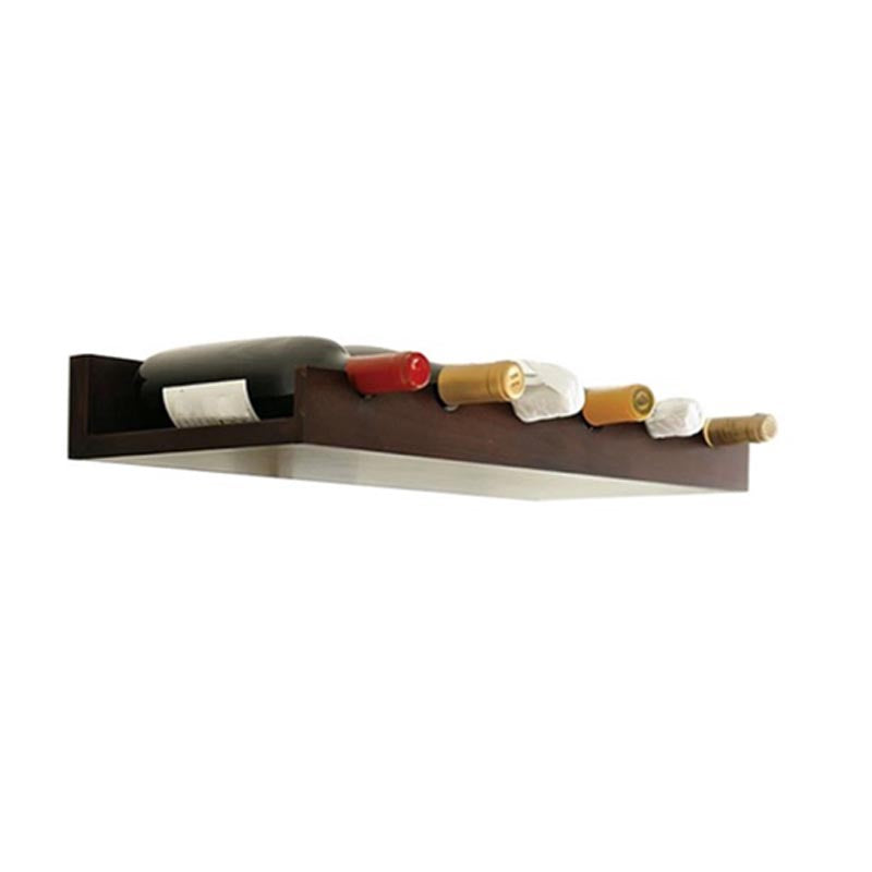 Wall Mounted Wooden Wine Bottle & Glass Rack Mid-Century Modern Wine Holder