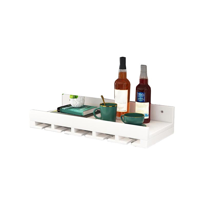 Wall Mounted Wooden Wine Bottle & Glass Rack Mid-Century Modern Wine Holder