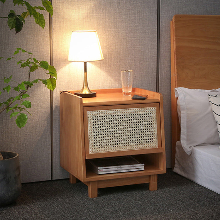 Modern Bed Nightstand Solid Wood Bedside Cabinet for Bedroom