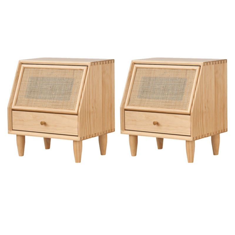 Modern Bed Nightstand Solid Wood Bedside Cabinet for Bedroom