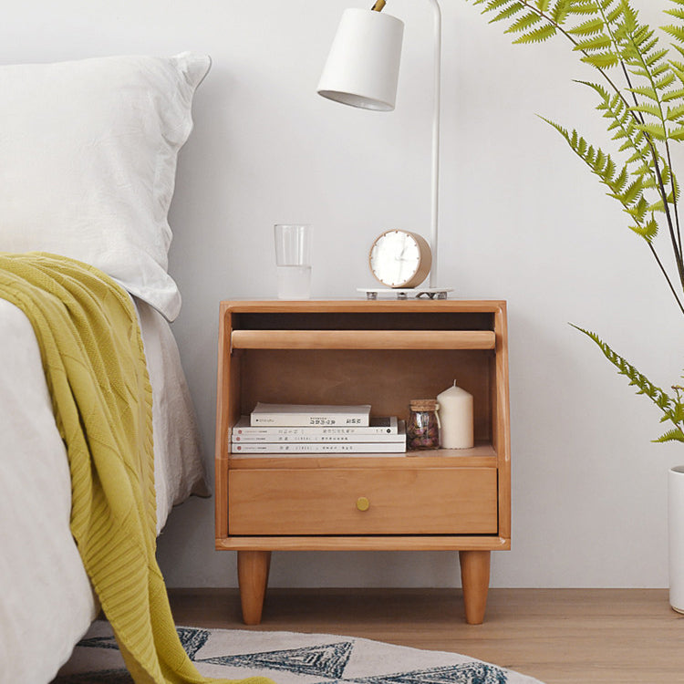 Modern Bed Nightstand Solid Wood Bedside Cabinet for Bedroom