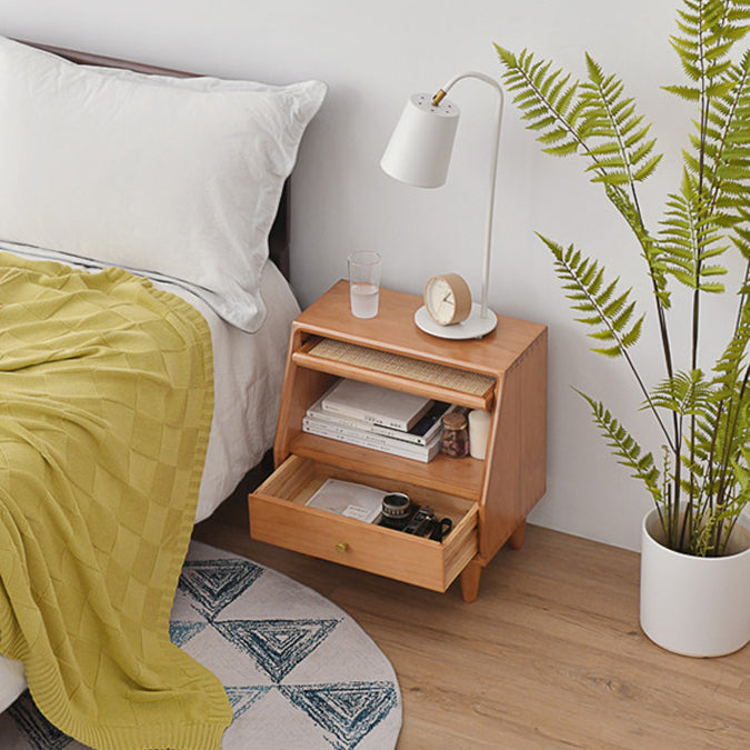 Modern Bed Nightstand Solid Wood Bedside Cabinet for Bedroom