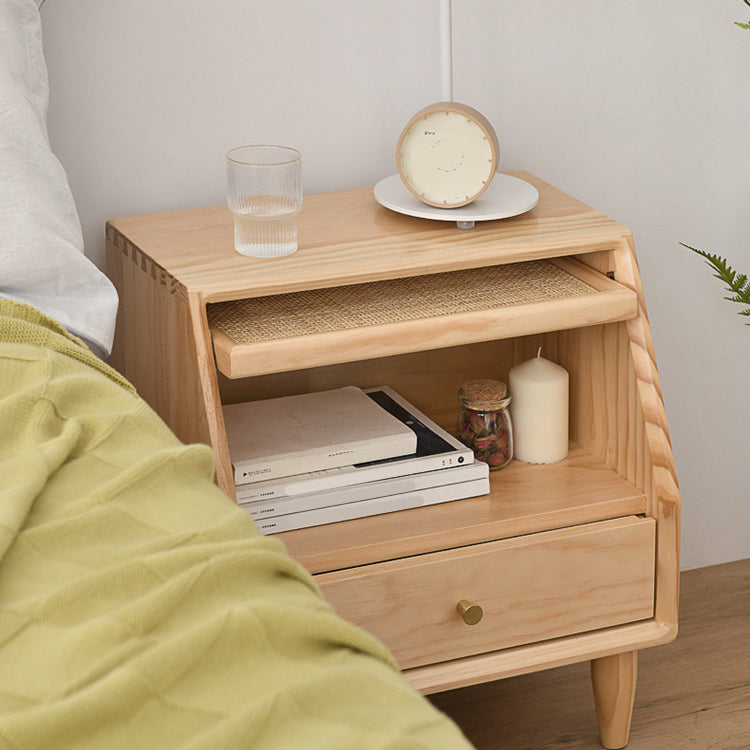 Modern Bed Nightstand Solid Wood Bedside Cabinet for Bedroom