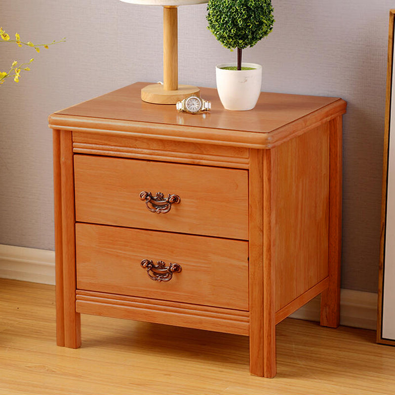 Traditional Wood Accent Table Nightstand 19.68" Tall 2 Drawers Bed Nightstand