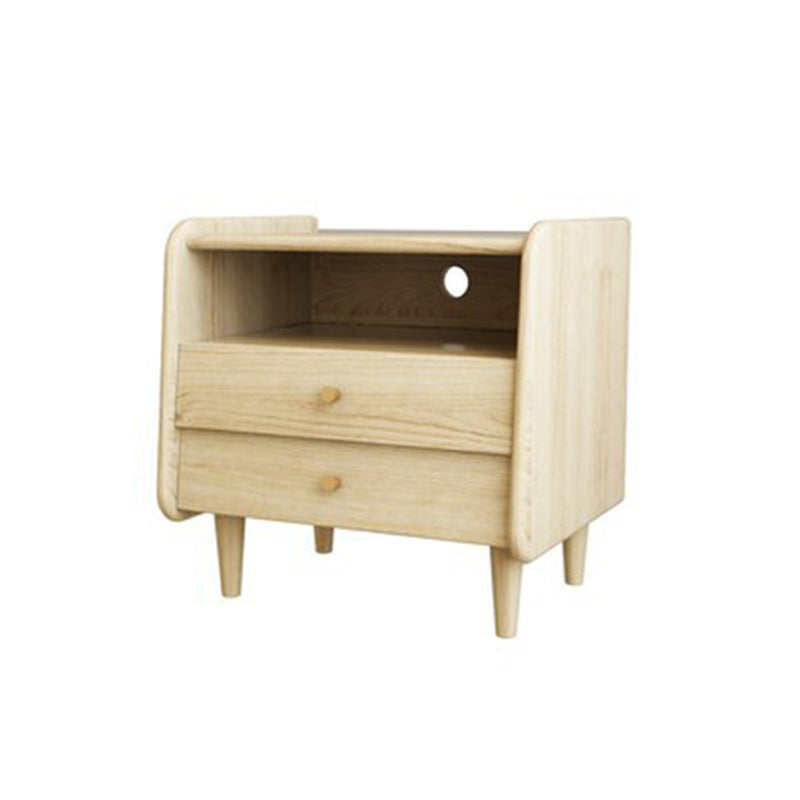 19.69" Tall Night Table Solid Wood Bedside Cabinet with 2-drawer