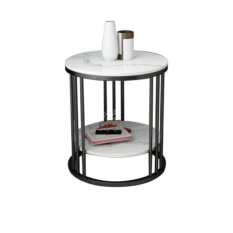 Contemporary Faux Marble Accent Table Nightstand 21.65" Tall Bed Nightstand