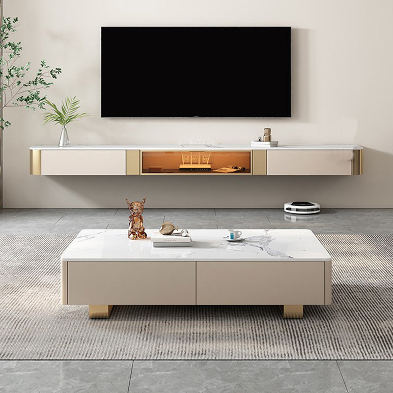 White Slate TV Cabinet Gorgeous Style Home Wall Mounted TV Media Console