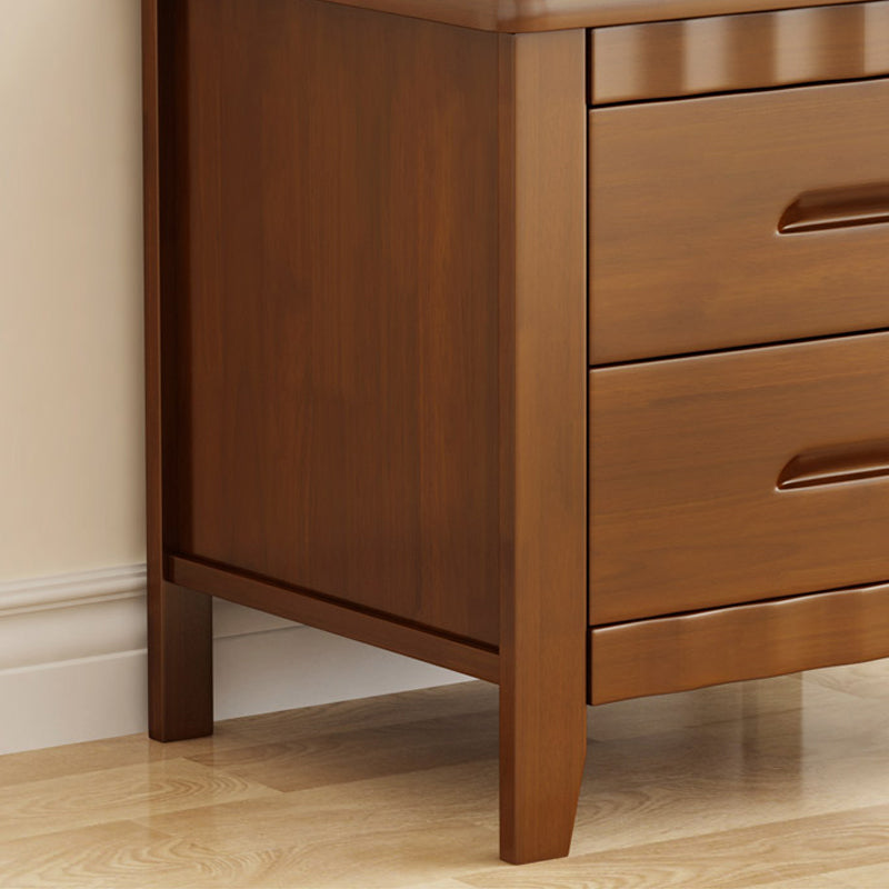 Traditional Lower Shelf Nightstand Rubber Wood Bedside Cabinet with Drawers for Bedroom