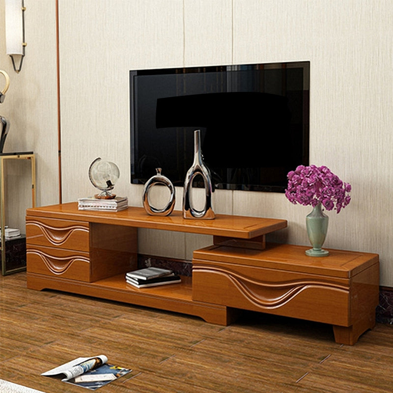 Wooden TV Stand Console Traditional Style Home TV Cabinet with Drawers