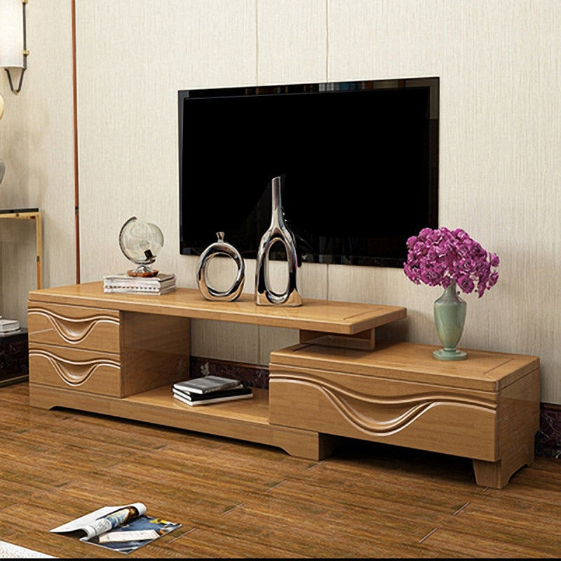 Wooden TV Stand Console Traditional Style Home TV Cabinet with Drawers