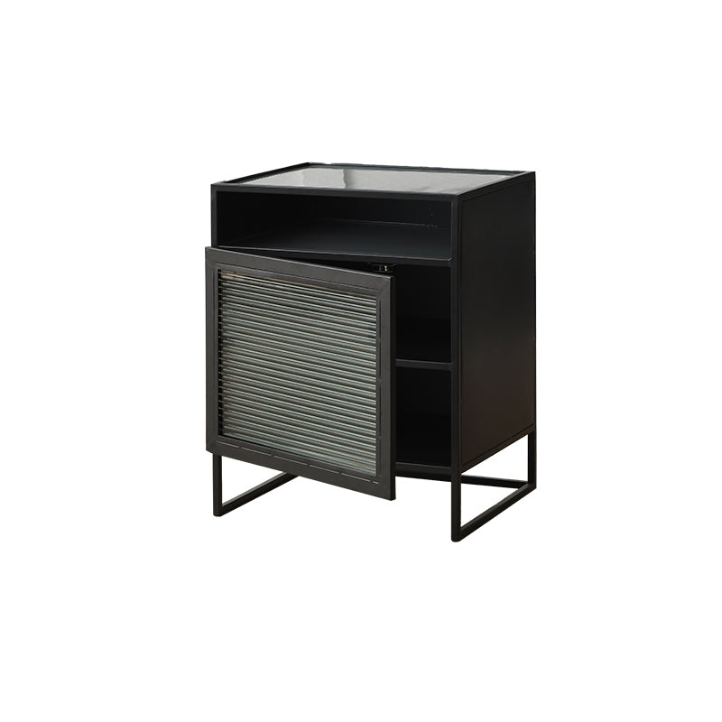 Metal Bed Nightstand Contemporary Accent Table Nightstand with Cabinets