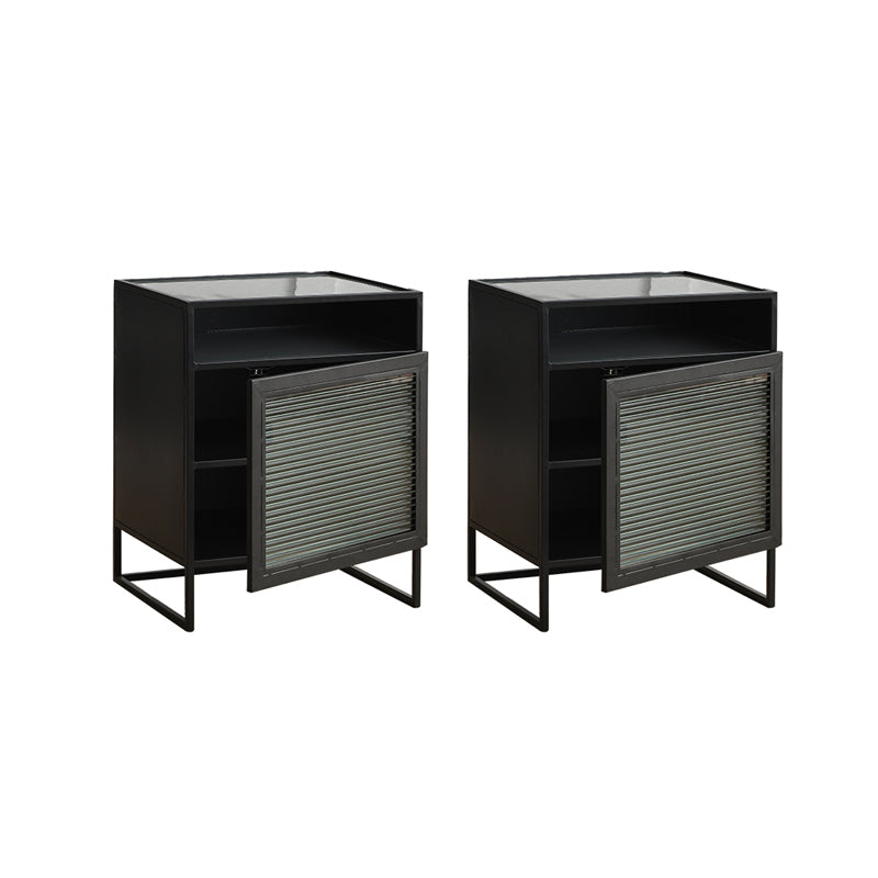 Metal Bed Nightstand Contemporary Accent Table Nightstand with Cabinets