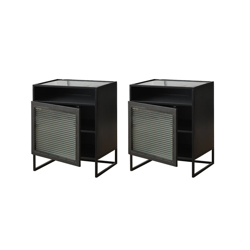 Metal Bed Nightstand Contemporary Accent Table Nightstand with Cabinets