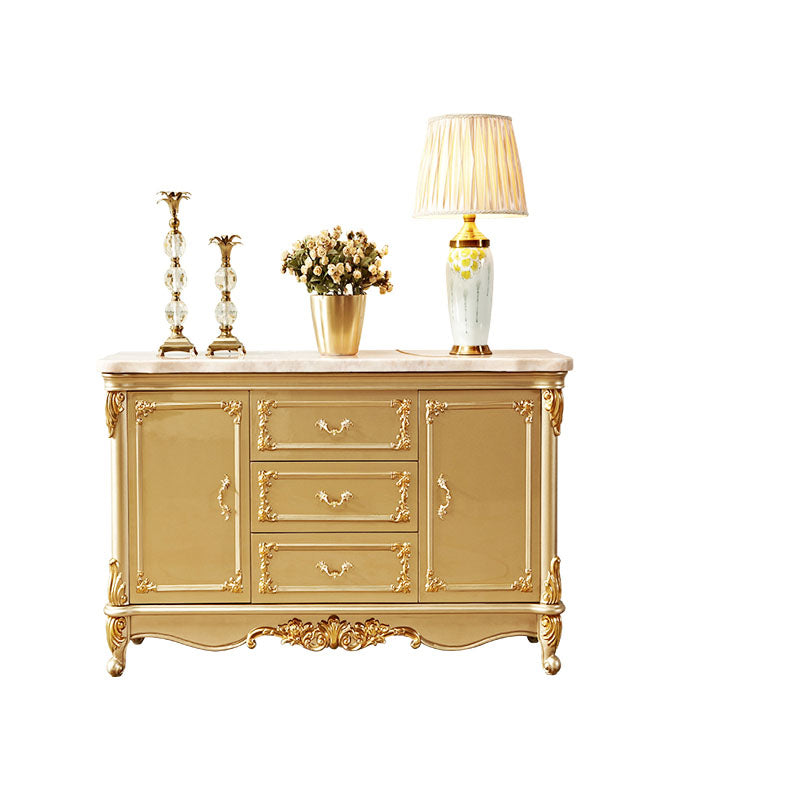 Glam Style Buffet Sideboard Gold Wood Sideboard with Door and Drawer