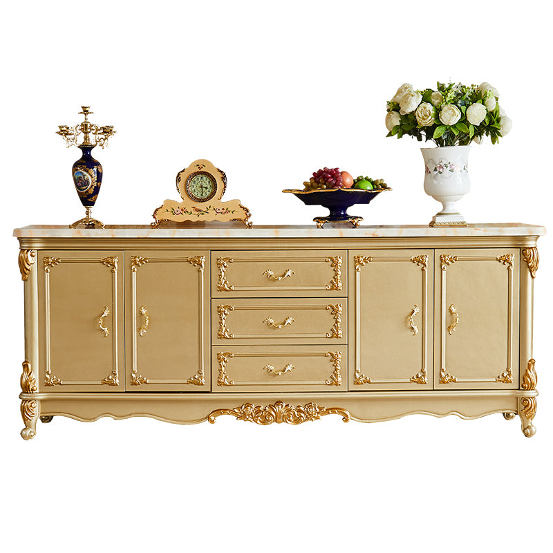 Glam Style Buffet Sideboard Gold Wood Sideboard with Door and Drawer