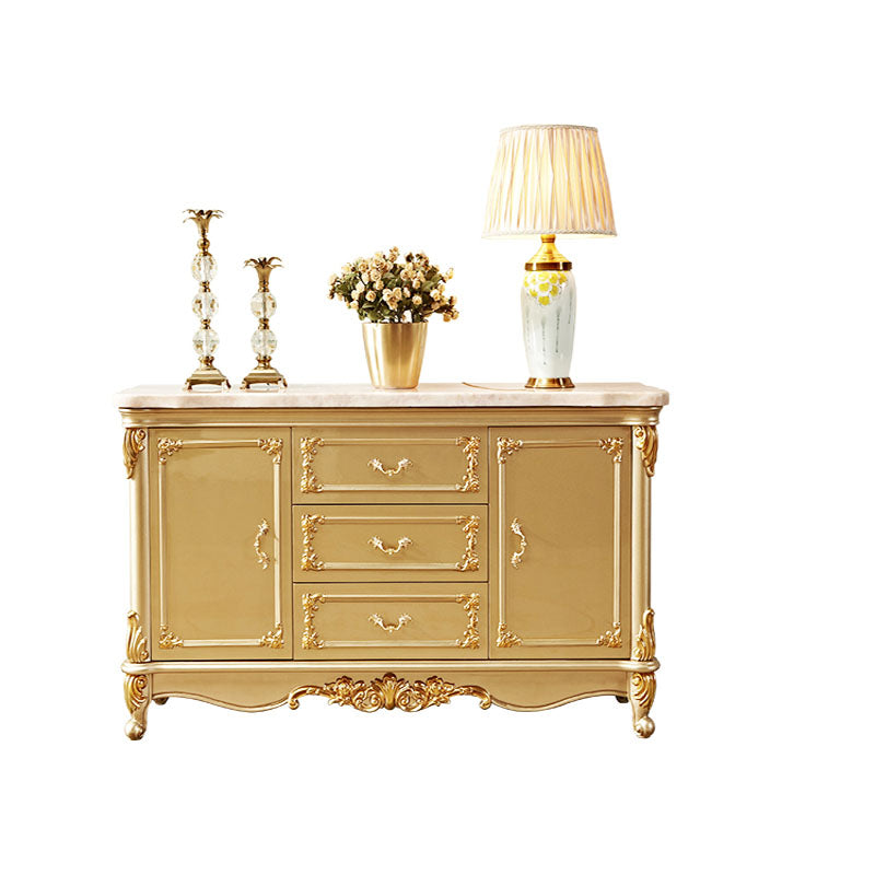 Glam Style Buffet Sideboard Gold Wood Sideboard with Door and Drawer