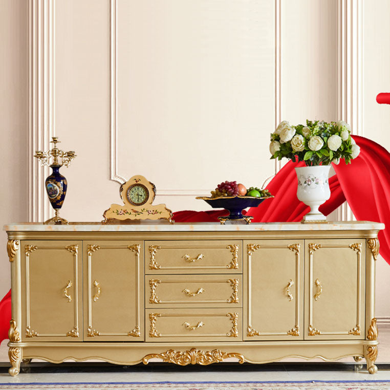 Glam Style Buffet Sideboard Gold Wood Sideboard with Door and Drawer