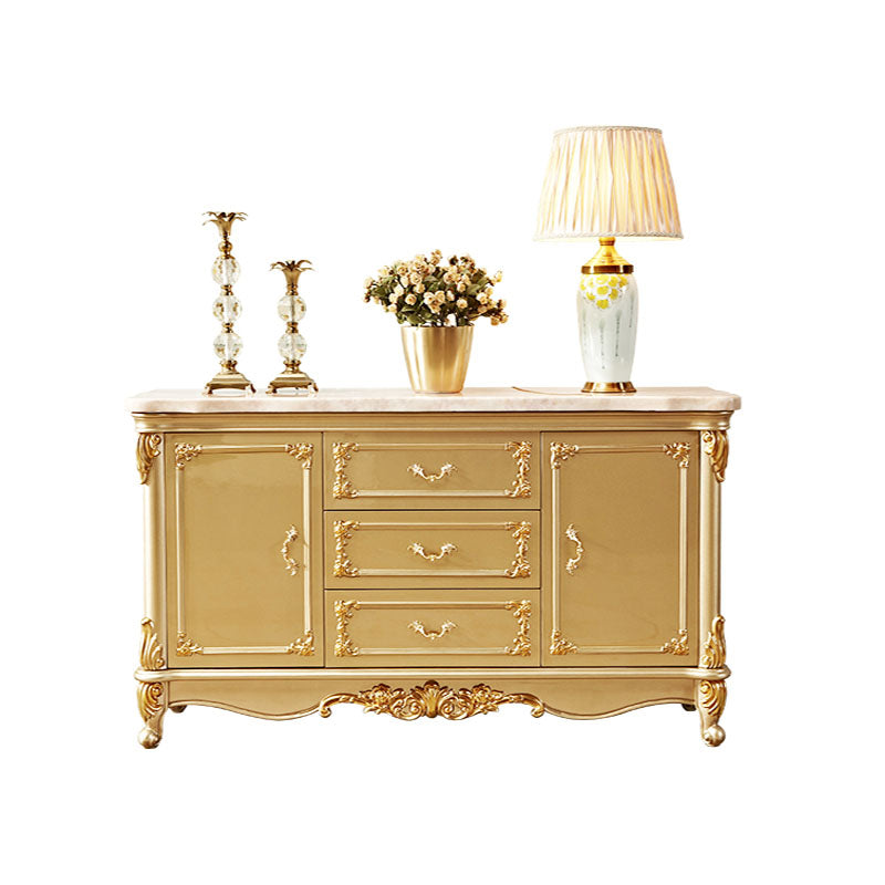 Glam Style Buffet Sideboard Gold Wood Sideboard with Door and Drawer